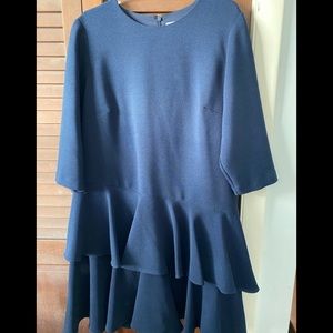 Eliza J ruffle bottom navy dress